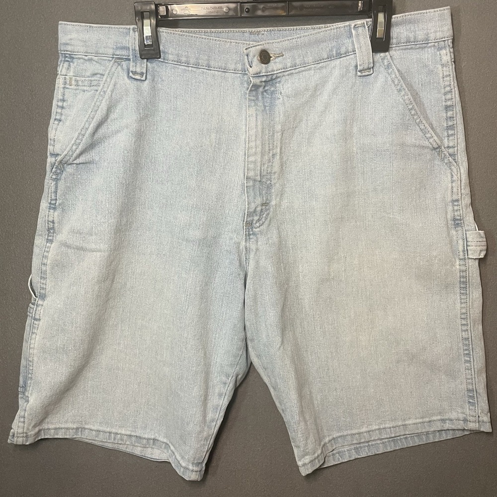 Wrangler Carpenter Shorts Mens 38 112315240 Light Wash Pockets Stretch Good